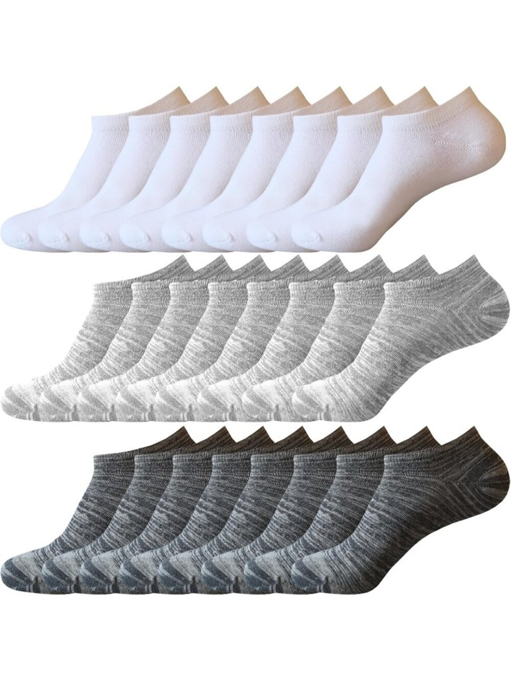 🧦Women's White Grey 20 Pair Pairs Low Cut Ankle No Show Casual Athletic Socks